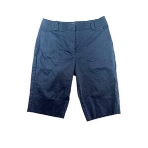 Lija Women's Navy Bermuda Golf Shorts Size 8 Tee Loops Flat Front Preppy Sporty